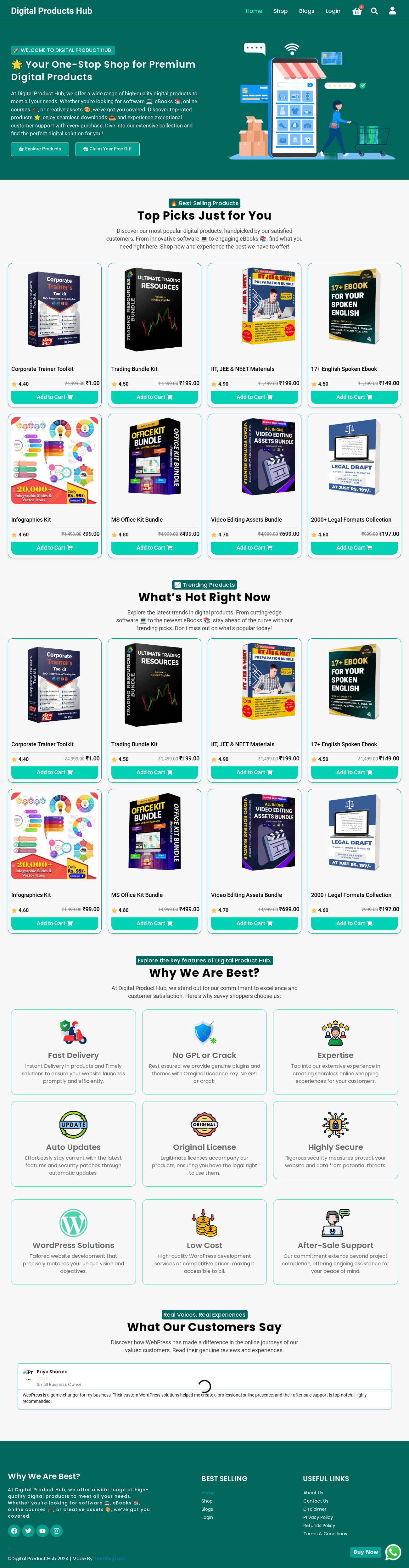 High Converting Digital Product Selling Website Template with 40+ Free Products