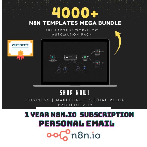 🚀 n8n AI Automation & AI Agent Bundle – 1 Year N8n.io Prremium